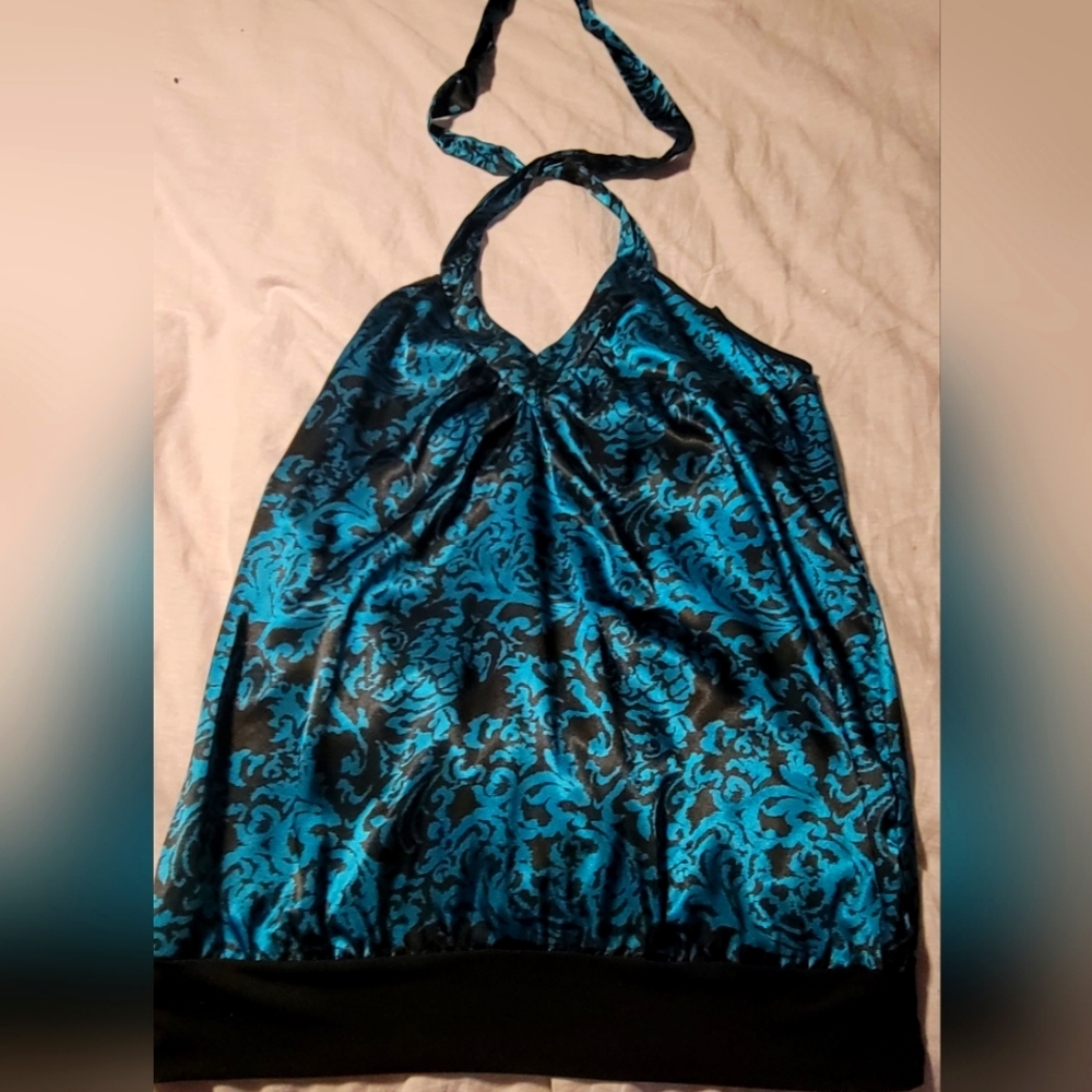 Vanity teal and black dress